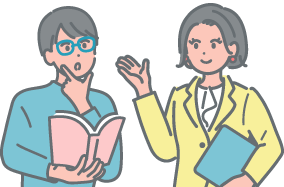 編入受験が不安な生徒と予備校の先生のイラスト